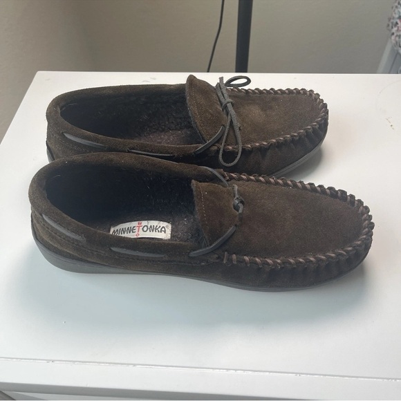 Minnetonka Men's Casey Moccasin Slippers Chocolate Sz 10 - Picture 8 of 8
